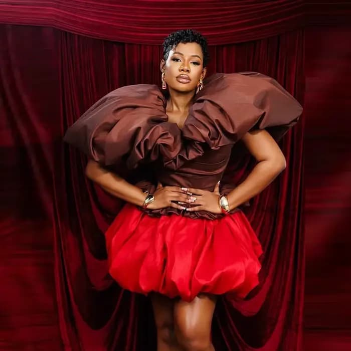 Robe de bal color block marron et rouge, robe de soirée formelle en taffetas à épaules volantées vol
