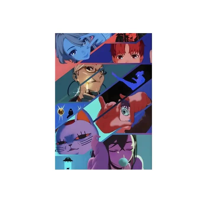 Affiche murale imprimée de personnages de dessin animé Dandadan, Collage esthétique néon, peinture s