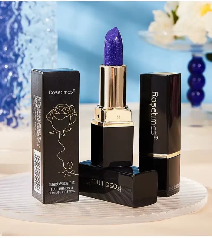 Rouge à lèvres Blue Rose changeant de couleur - Baume à lèvres d'humeur longue durée sans transfert