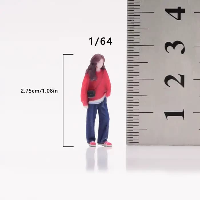 VM 1:64 Figurine en résine miniature Fille au manteau rouge, modèle de scène, figurine imprimée en c