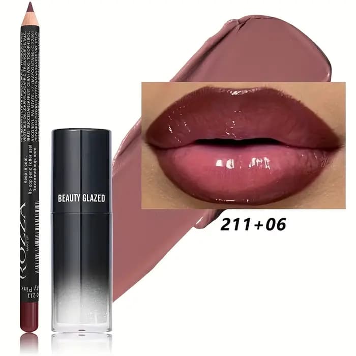  Lot de 2 : Crayon à Lèvres Lissant + Huile à Lèvres, Combo Maquillage Lèvres Imperméable, Maquil