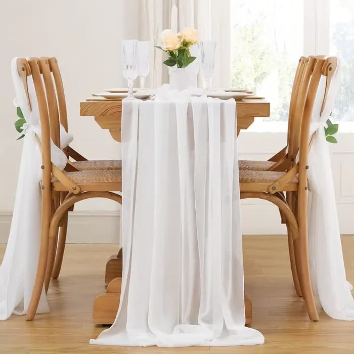 Chemin de Table de mariage en mousseline de soie vert sauge, réglage de Table en gaze transparente,
