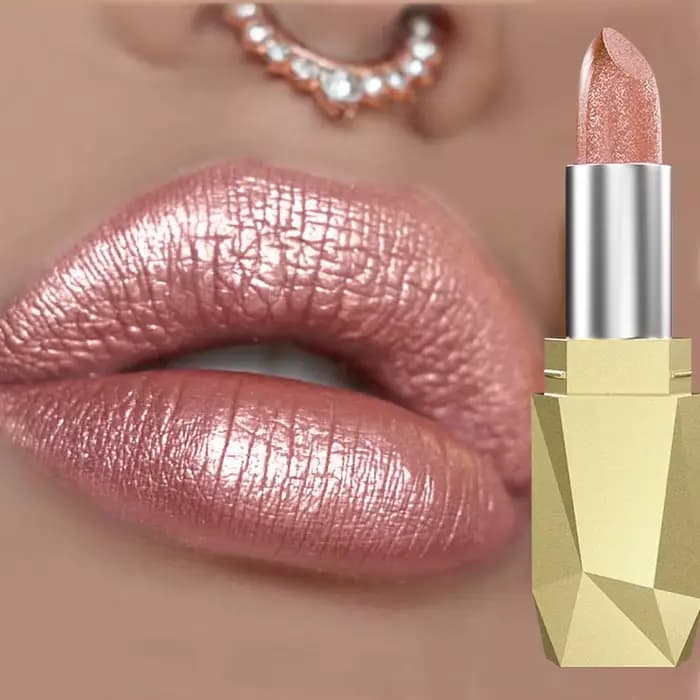 Rouge à lèvres métallique à paillettes longue durée, glaçage imperméable, hydratant, rouge lumineux,