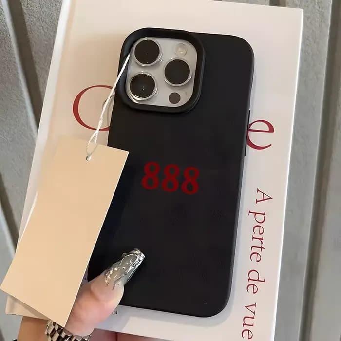 Coque de téléphone souple antichoc motif lychee rouge numéro 888 pour iPhone 17 16 15 14 13 12 11 Pr