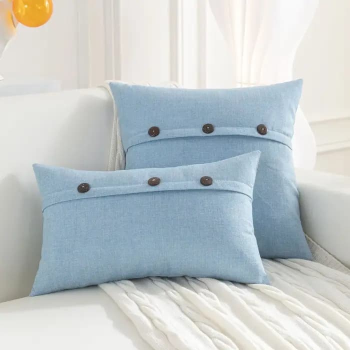 Juste de coussin en lin avec bouton, taie d'oreiller décorative nordique, canapé de salon, décoratio