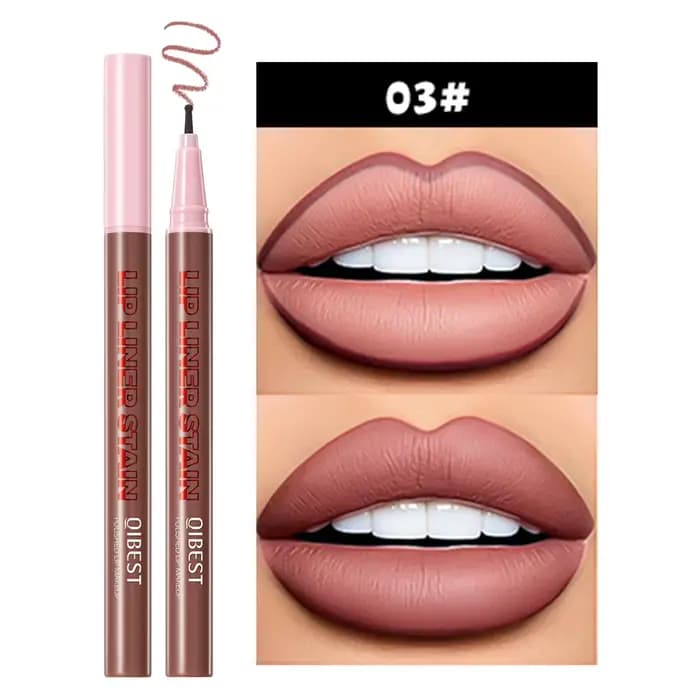 QIBEST Crayon à Lèvres Liquide Mat Imperméable Effet Repulpant Teinte Naturelle Contour des Lèvres L