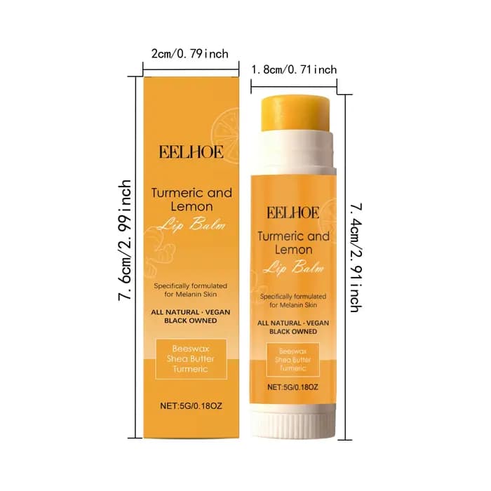 Baume à lèvres au curcuma et au citron hydratant et apaisant, éclaircit les lèvres ternes, soulage l