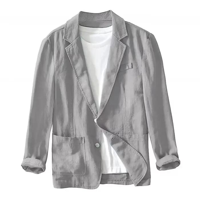 Blazer en coton et lin pour homme, style rétro, décontracté, polyvalent, léger, pour les voyages et
