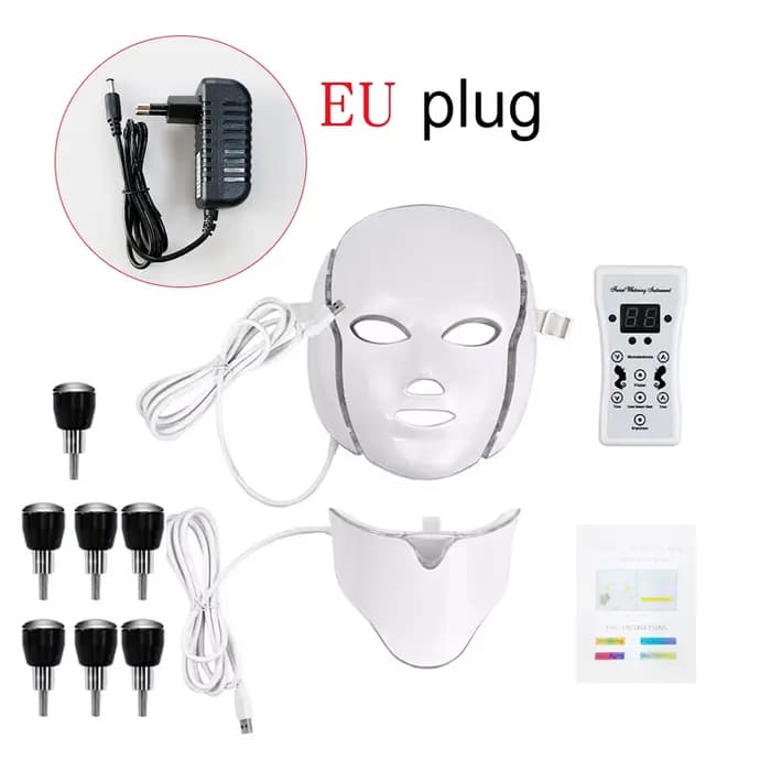 Masque LED pour le visage, 7 couleurs, masque de beauté LED, rajeunissement de la peau, anti-acné, p