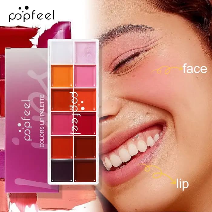 Palette de rouge à lèvres POPFEEL 12 couleurs, ensemble de gloss à lèvres scintillants, teinte multi
