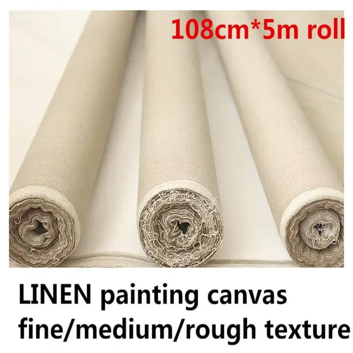 Rouleau de toile de lin pour artiste, texture rugueuse, 108 cm * 5 m