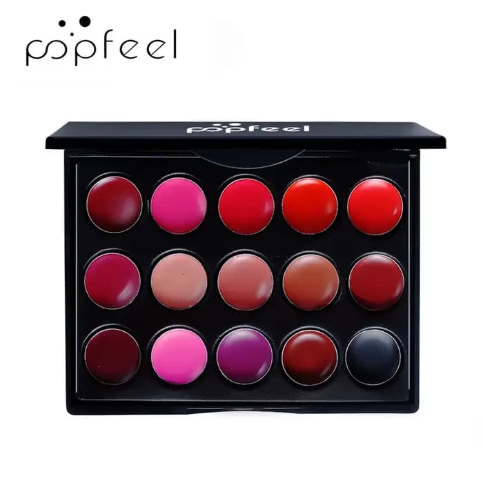 POPFEEL15 couleurs rouge à lèvres Palette ensemble longue durée brillant à lèvres coréen cosmétiques