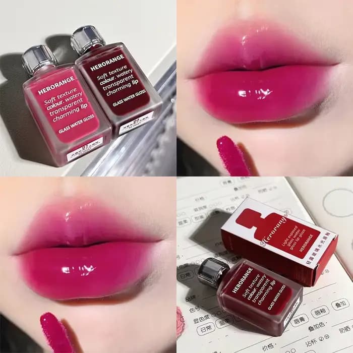 Rouge à lèvres liquide Transparent, brillant à l'eau, Orange, gelée miroir rouge, hydratant, teinte