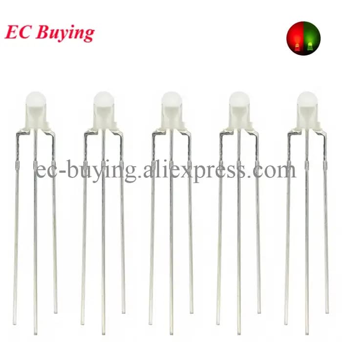 10 pièces F3 3mm LED ronde bicolore à anode/cathode commune, diffuse, rouge, blanc chaud, bleu, jaun