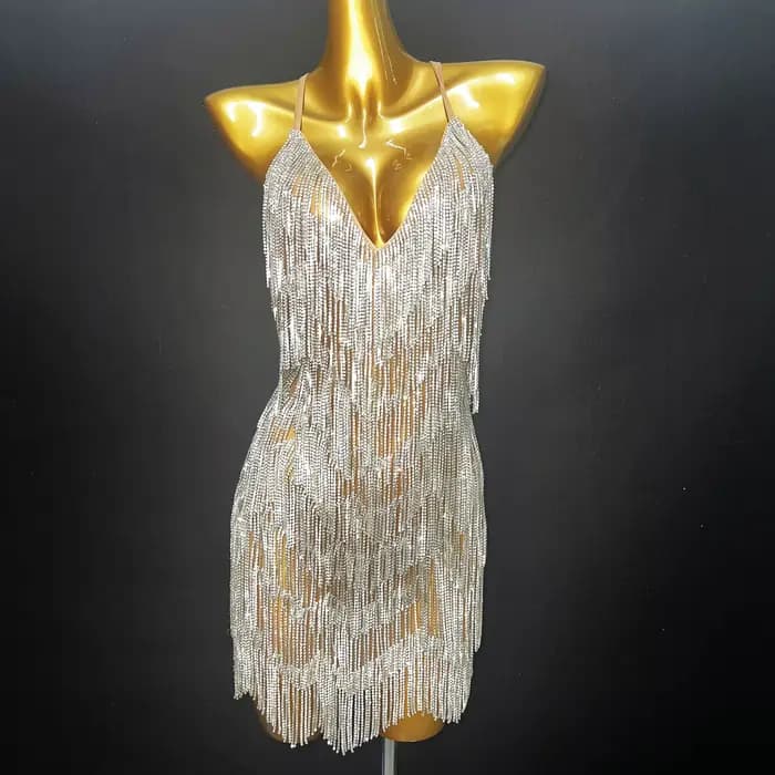 Robe de fête d'anniversaire transparente, Design de strass, tenue transparente, Costume Sexy