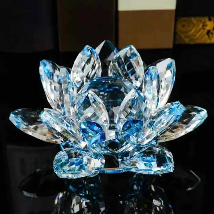Figurine de fleur de Lotus en cristal, 80mm, réflexion Feng Shui, décoration de maison, Collection a