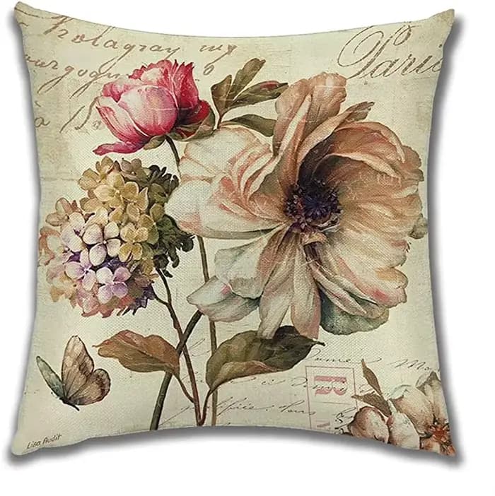 Housse de coussin en lin, taie d'oreiller à fleurs Vintage américaines, pour canapé, salon, chambre