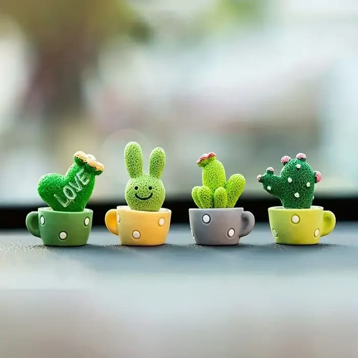1 ensemble/4 pièces résine succulente Cactus Mini plante verte voiture bureau maison salon artisanat