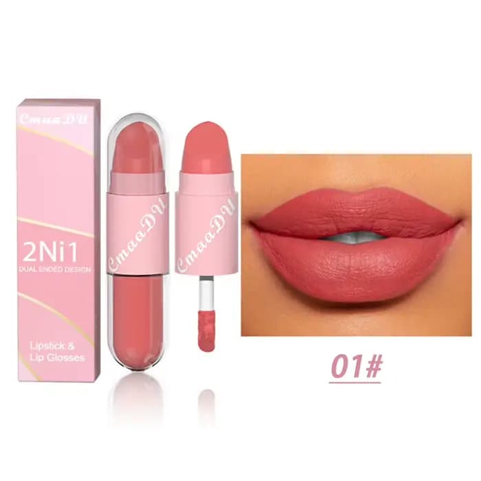 Rouge à lèvres mat 2 en 1, 18 couleurs, liquide violet, Double tête, maquillage durable, velours imp