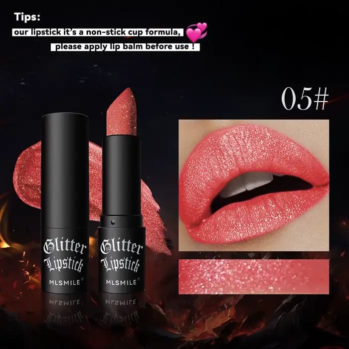 Rouge à lèvres à paillettes, 7 couleurs, imperméable, longue durée, diamant nacré, métallique, noir,
