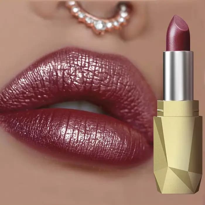 Rouge à lèvres métallique rouge, longue durée, paillettes, imperméable, hydratant, teinte lumineuse,