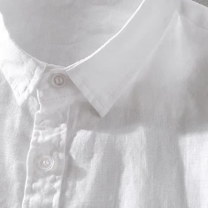 Chemise à manches courtes en lin pur pour homme, chemise blanche en lin et coton, décontractée, d'été, à demi-manches, style business décontracté