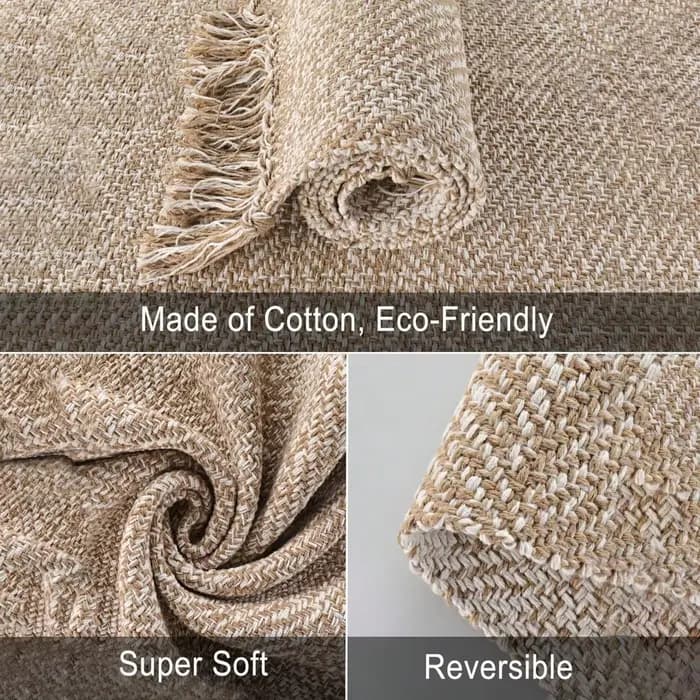 Tapis en coton et lin tissé pour salon, chambre, cuisine, tapis de sol absorbant l'eau, tapis de salle de bain, paillasson