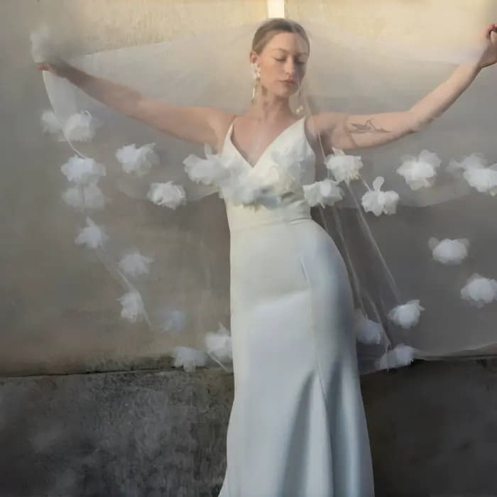 Voile de mariage avec fard à joues, longueur du coude, floral 3D, deux couches, couverture en tulle doux, accessoires de mariage pour les mariées, le visage des patients, G11