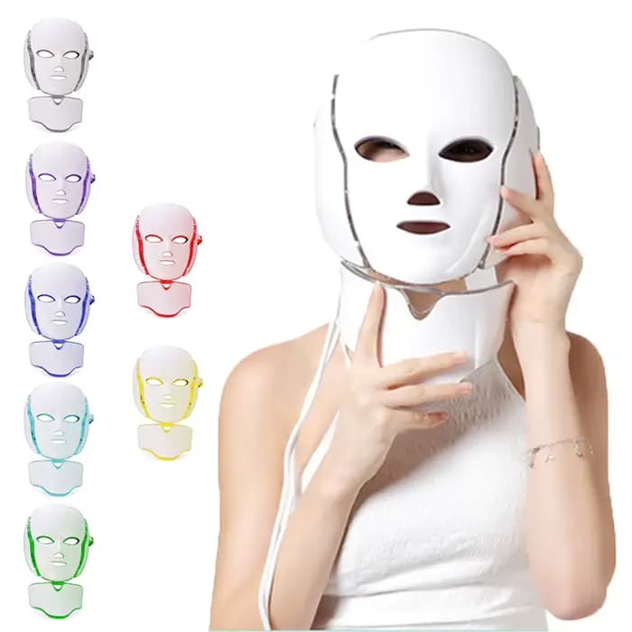 Masque LED pour le visage, 7 couleurs, masque de beauté LED, rajeunissement de la peau, anti-acné, photothérapie, blanchiment, resserrement de la peau, outil de soin à domicile