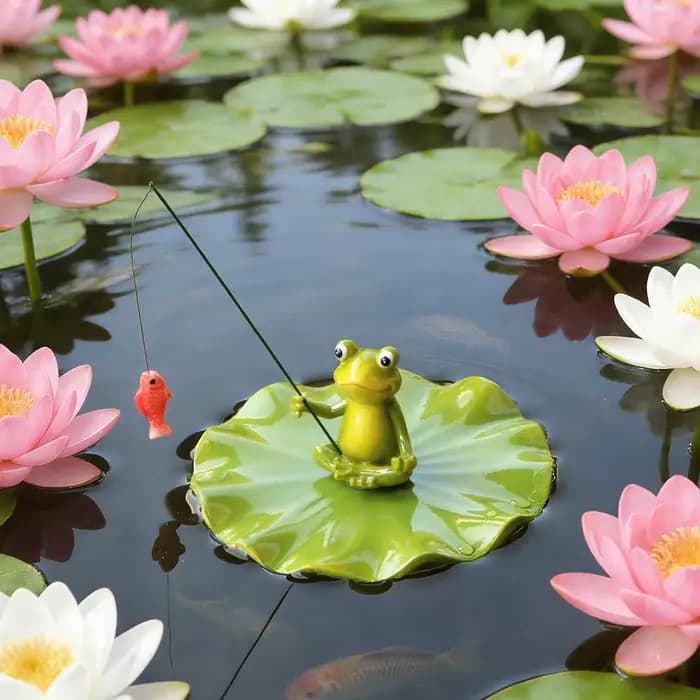 Statue de grenouille flottante, design pêche, décoration de bassin, étanche, mignonne, réaliste, figurine de jardin, ornement pour aquarium, patio, piscine, cour arrière