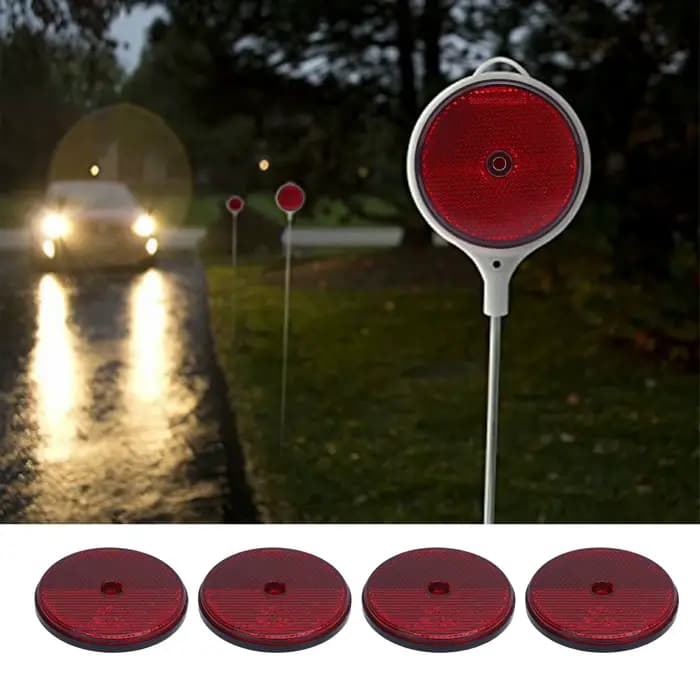 Réflecteurs ronds rouges réflecteurs de sécurité rond rouge 72mm de diamètre avec vis pour boîtes aux lettres tunnels d'allée poteaux voitures remorque
