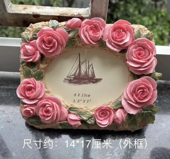 Cadre photo rose pour décoration de la maison, bibliothèque de bureau en résine artisanat