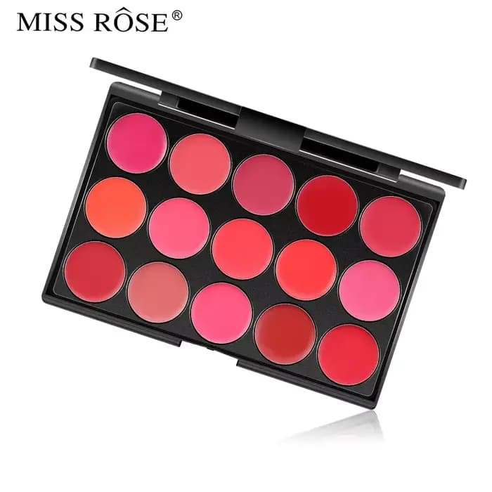 Miss Rose 15 couleurs longue durée brillant à lèvres Palette maquillage imperméable rouge