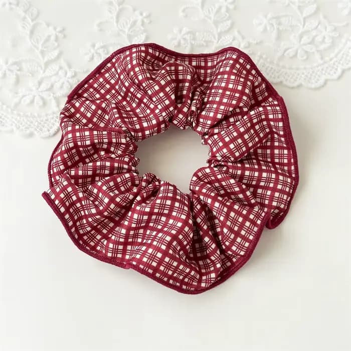 Série rouge à pois motif à carreaux nœud à volants bandeau de cheveux haute Onytail élastique bandeau de cheveux doux et mignon accessoire de cheveux