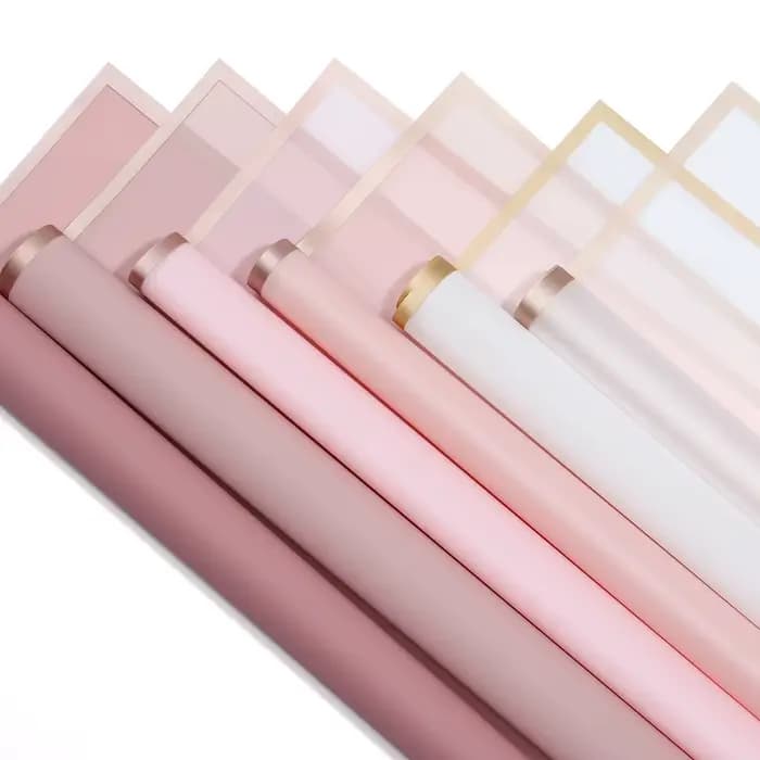 Papier d'emballage de fleurs avec bordure dorée, 20 feuilles, matériel d'emballage coloré imperméable pour Bouquet de fleuriste, pour emballage cadeau
