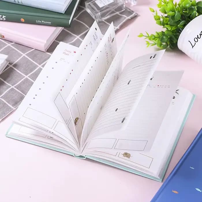 365 planificateur Agenda cahier coloré Page intérieure Illustration annuel Plan quotidien Journal Journal livre enregistrement vie papeterie cadeaux