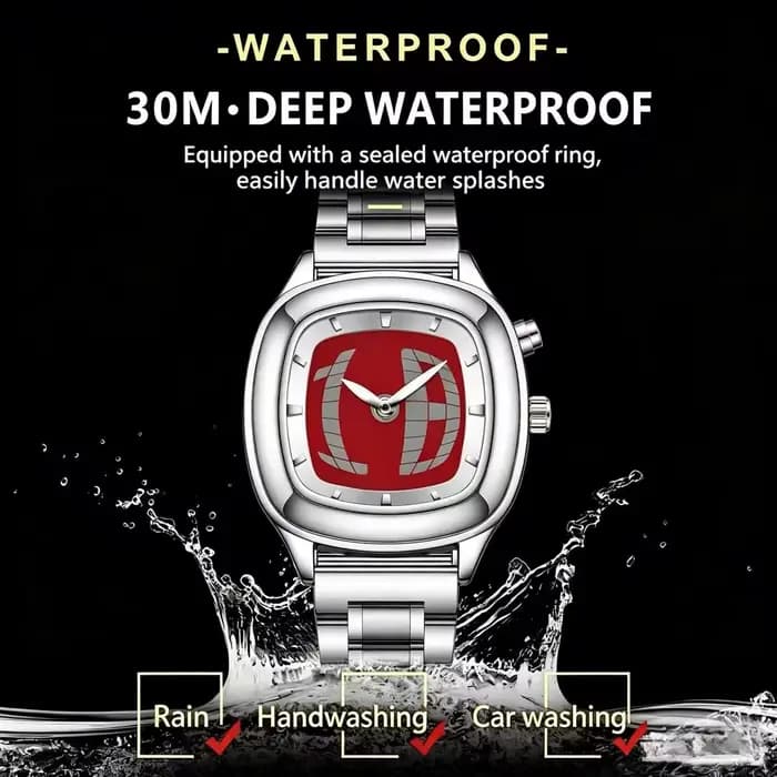 Montre en quartz rouge, couleur carrée, style Y2K, affichage à aiguilles et numérique, double affichage, acier, personnalisable, montres tendance pour hommes, design dynamique, montre de business