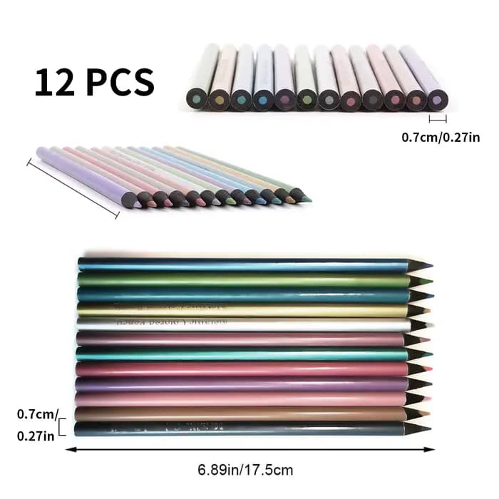 Crayons de couleur métalliques, 12 couleurs, pour dessin, croquis, fournitures d'art professionnelles, coloriage, peinture DIY, peinture à domicile, graffiti