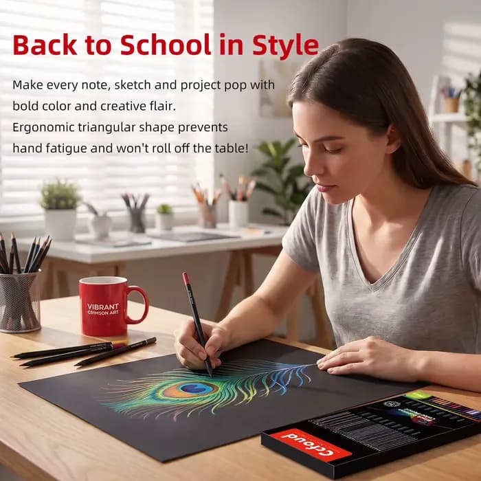 Crayons de couleur professionnels pour l'art, 24/36/48/72 couleurs, noyau souple, pigment intense, application lisse pour le dessin, l'esquisse, fournitures scolaires