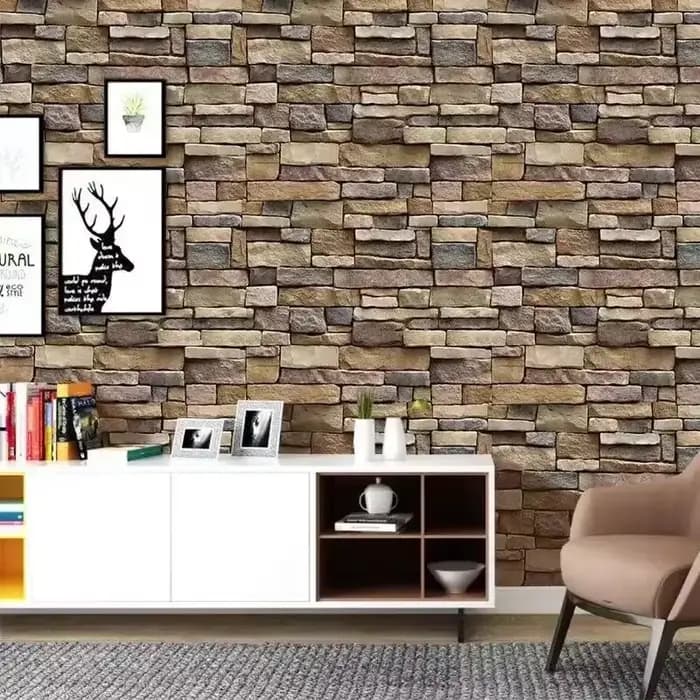 Papier peint auto-adhésif imitation brique pour salon et salle à manger