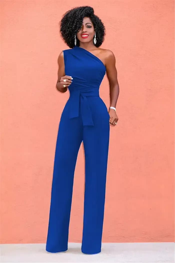 Combinaison pour femmes, col incliné, haut court, pantalon droit, ceinture, Sexy, sans manches, pantalon ample, élégant, charmant, combishort, 2024
