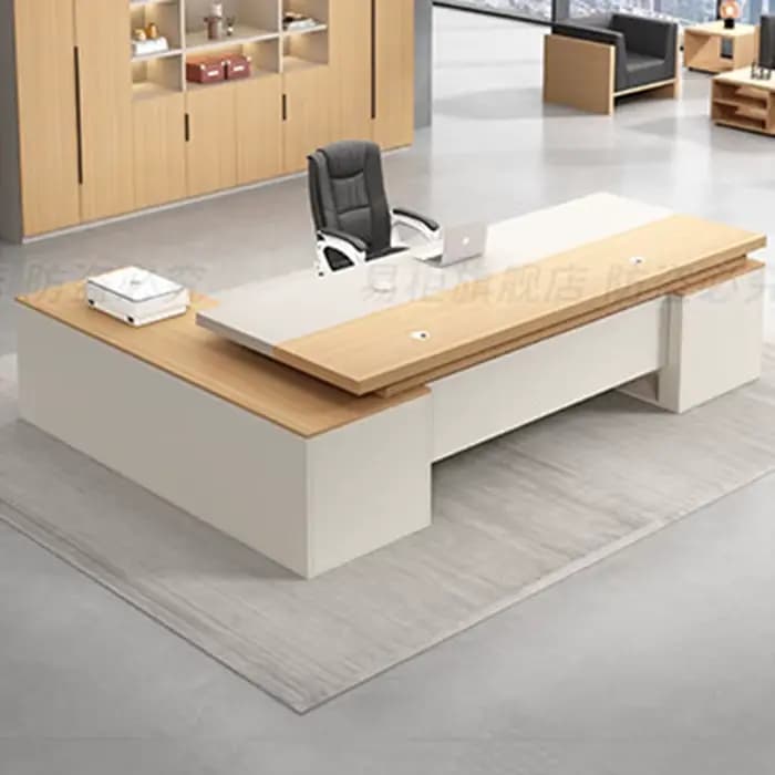 Grand Bureau en Bois de Grande Taille, Décoration de Salle de Beauté, Bureau Professionnel Vintage Transparent, Meuble de Bureau Moderne, Ornements et Accessoires