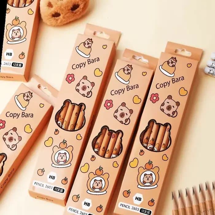 Ensemble de crayons Kawaii Capybara 12 pièces – Crayons à dessin non pointus, cadeau parfait pour les étudiants