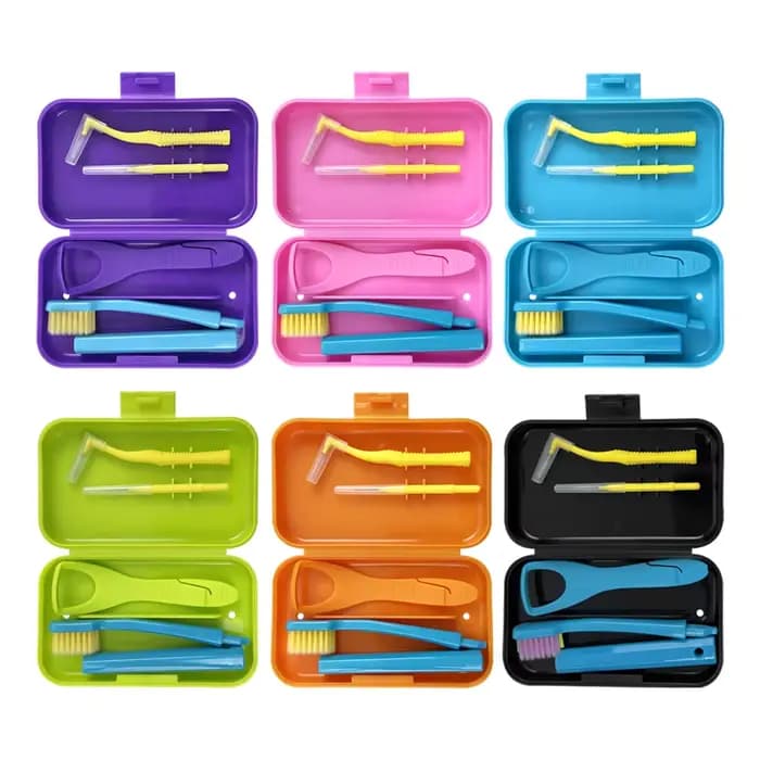 Livres buccaux-Analyste de soins avec brosse à dents, brosse interdentaire, grattoir à langue, boîte portable, outils d'hygiène buccale orthodontique, chaud
