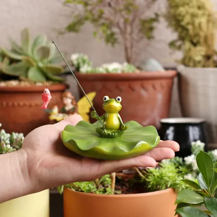 Statue de grenouille flottante, design pêche, décoration de bassin, étanche, mignonne, réaliste, figurine de jardin, ornement pour aquarium, patio, piscine, cour arrière