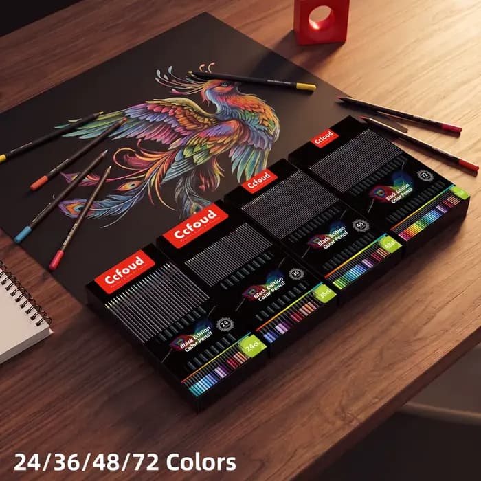 Crayons de couleur professionnels pour l'art, 24/36/48/72 couleurs, noyau souple, pigment intense, application lisse pour le dessin, l'esquisse, fournitures scolaires