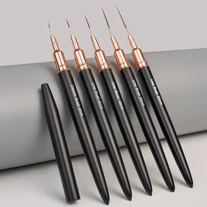 Ensemble de 5 pinceaux professionnels pour nail art, 7/9/11/15/20 mm, pour la création de motifs, la peinture, la manucure DIY, outil de salon pour ongles