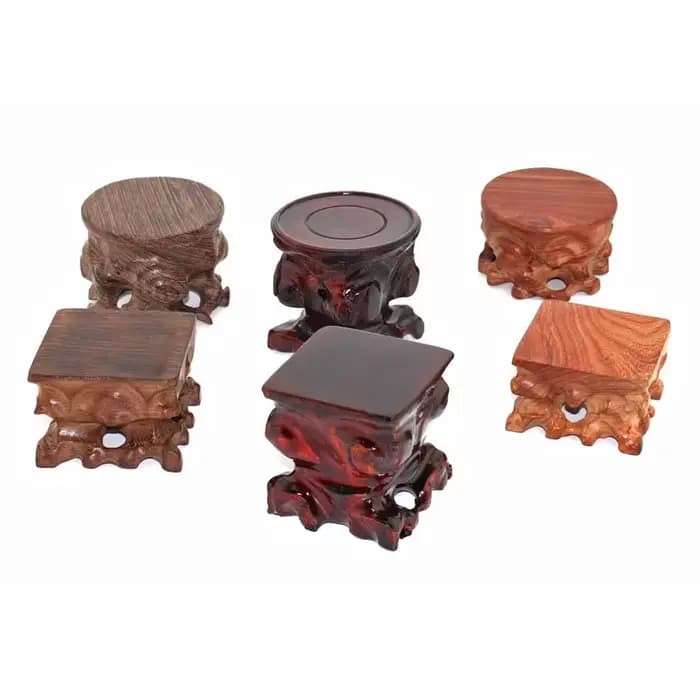 Socle de présentation en bois massif, base ronde ou carrée en bois naturel pour figurine, statue de Bouddha, vase, pierre, bonsaï, décoration intérieure
