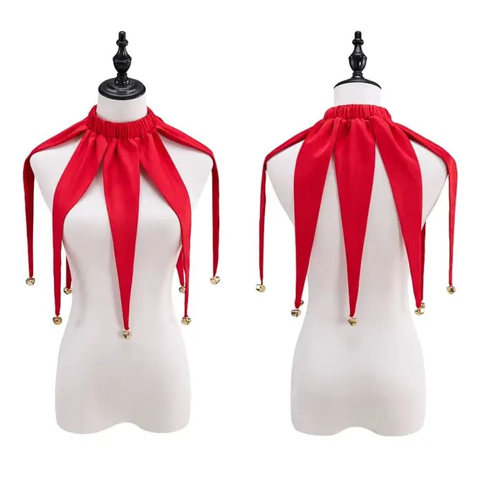 Clown col rouge Halloween bouffon Performance Costume collier accessoires conte de fées cirque collier avec cloches