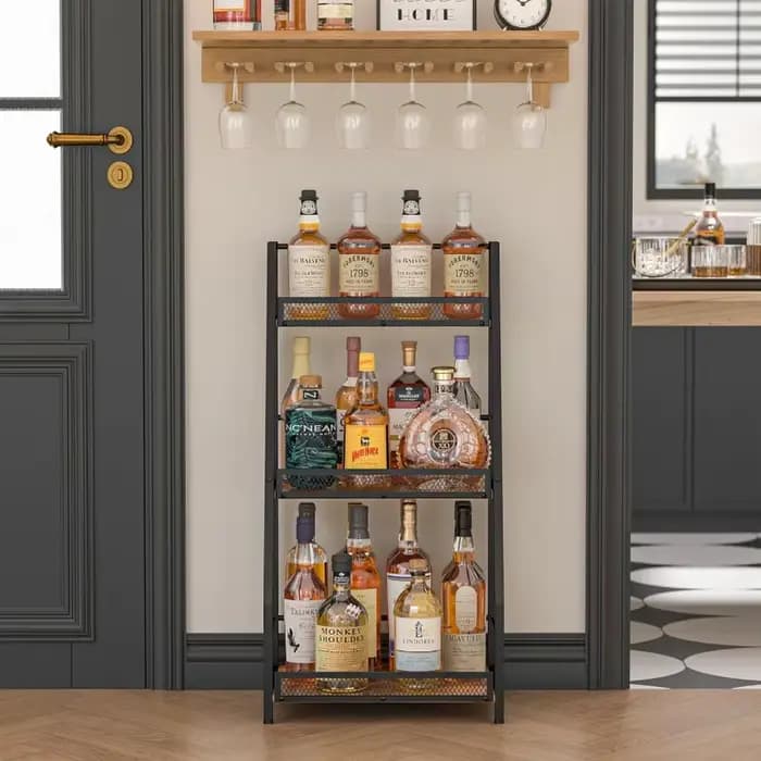 Casier à vin en bois, étagère de rangement multicouche sur pied, organisateur de condiments de cuisine trapèze simple face